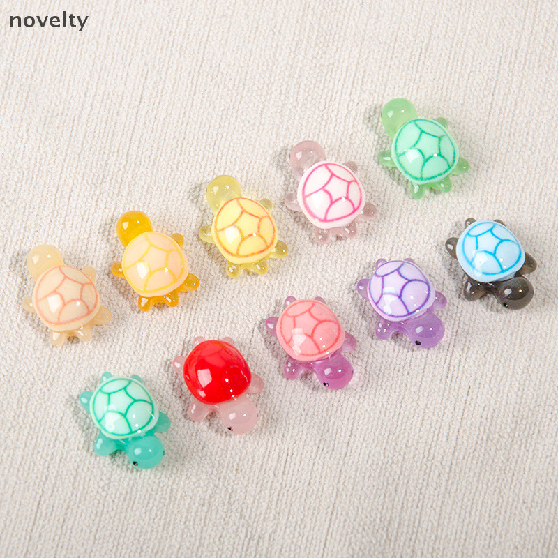 Nly 10 ชิ้น Mini Luminous เต่าตกแต่งบ้านภูมิทัศน์งานฝีมือเรซินเต่าเรืองแสงสวนปลา Miniatures เครื่องประดับตกแต่ง N