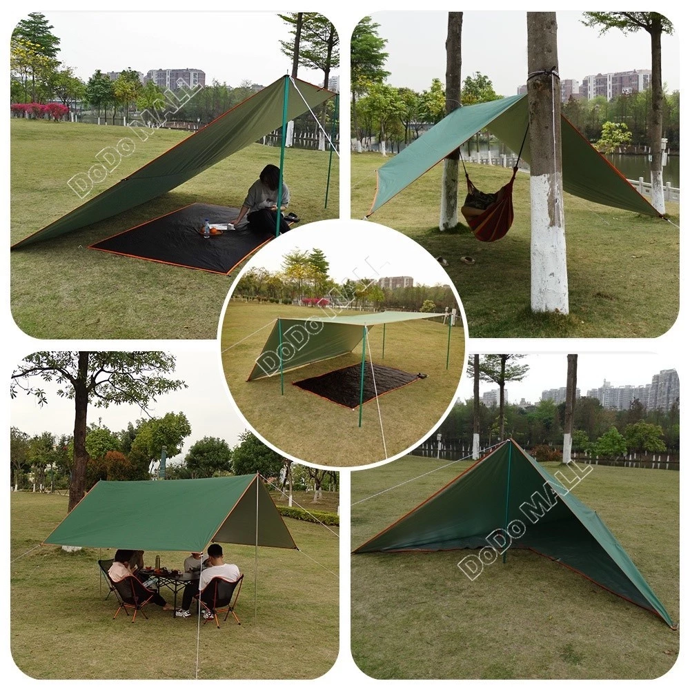 TANYE อุปกรณ์ครบชุด ฟลายชีท ทาร์ป 3x3/3x4/3x6M เต้นท์แคมปิ้ง อุปกรณ์เดินป่าตั้งแคมป์ กันแดด กันฝน ฟรายชีท พร้อมเสา2ต้น thumbnail 10