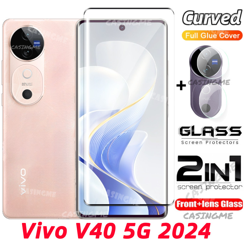 Vivo V60 V40Pro 5G 2024 คลุมทั้งหมดโค้งฟิล์มกระจกนิรภัยสําหรับ VivoV40 Vivo V40 5G V50 V 40 Pro V40Pro V40E 5G 2024 ฟิล์มด้านหน้าด้านหลังเลนส์ป้องกันหน้าจอ