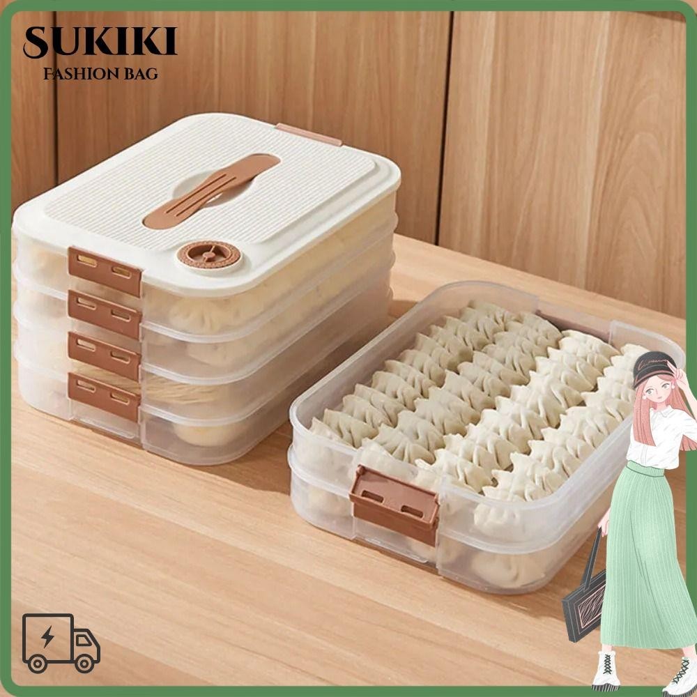 ซูกิกิ 1ชิ้นกล่องเกี๊ยว,1/2/3/4ชั้นหลายชั้นกล่องเก็บอาหาร,พลาสติกเก็บสดครัวออแกไนเซอร์ใสตู้เย็นภาชนะ