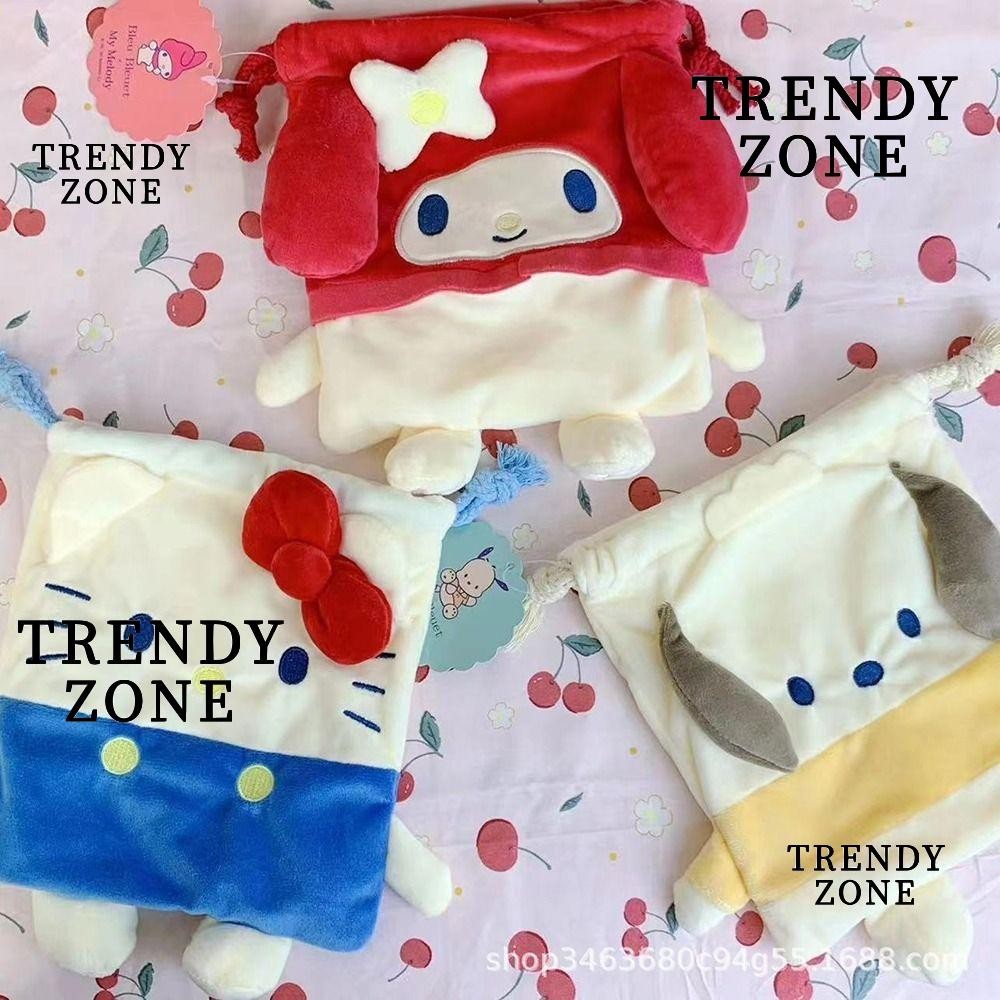 Trendyzone กระเป๋าแต่งหน้า, กระเป๋าใส่เหรียญตุ๊กตา Melody, แบบพกพา Kawaii Pochacco กระเป๋าเก็บการ์ตูนหญิง