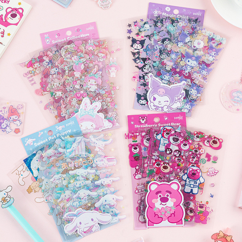 10ชิ้น/แพ็ค,สติกเกอร์ชุดตัวการ์ตูน,สติกเกอร์ตกแต่งเต็นท์ ทําเอง,สติกเกอร์สัตว์เลี้ยงกันน้ําโปร่งใส,เครื่องเขียน,อุปกรณ์การเรียน
