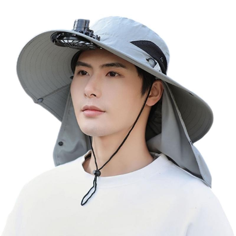 หมวกกันแดดปีกกว้าง พร้อมพัดลม บังแดดระบายอากาศได้ มาพร้อมสายชาร์จ USB รหัส XMZ78