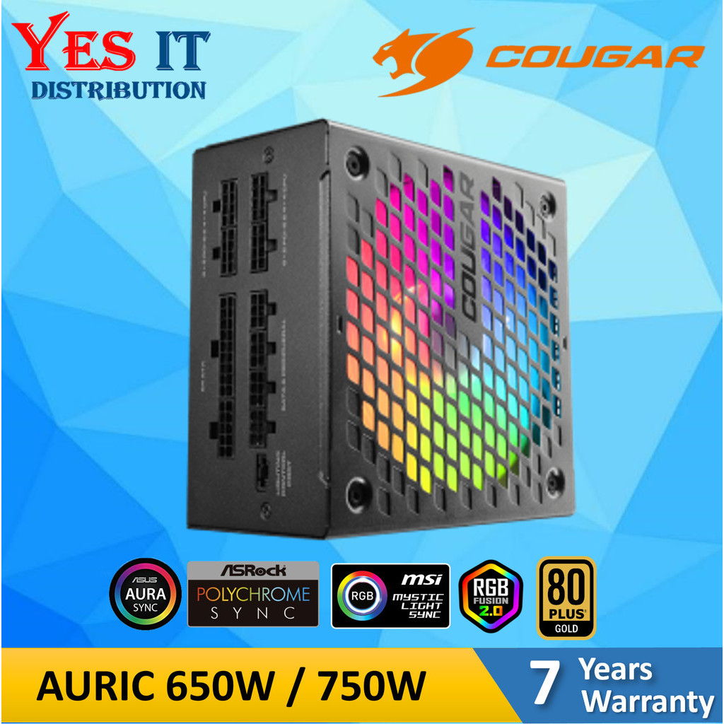 Cougar AURIC 650W / 750W 80+ Gold Full Modular ARGB Power Supply