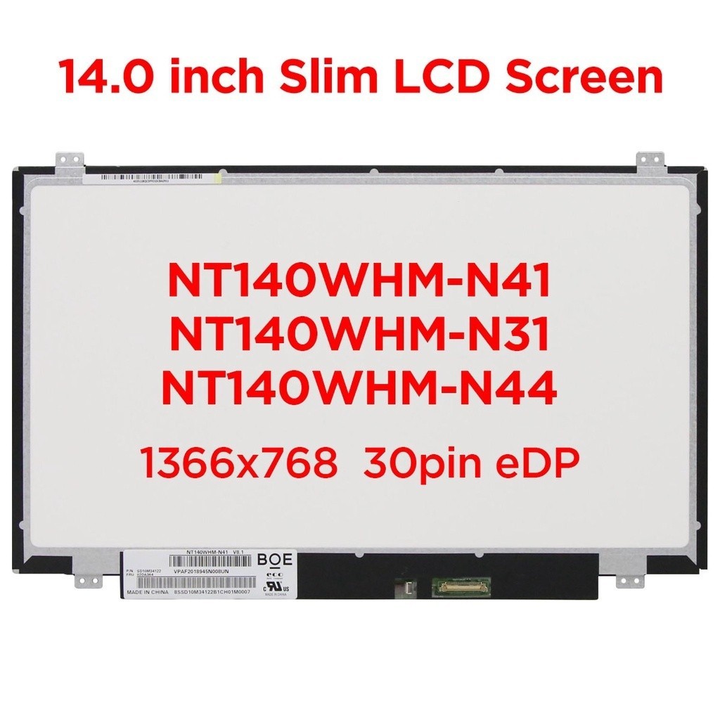 14.0 "แล็ปท็อปหน้าจอ LCD NT140WHM-N41 fit HB140WX1-401 NT140WHM-N31 b140xtn02.6 N140BGE-E33 สําหรับ 