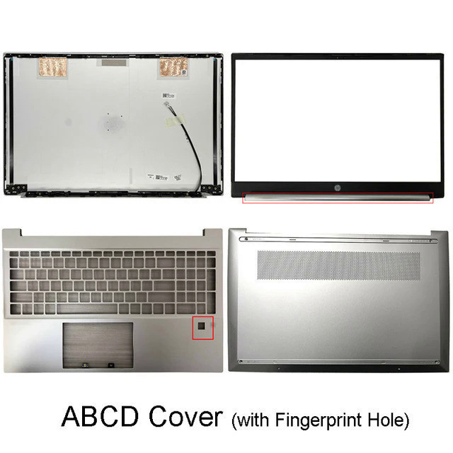 แล็ปท็อปด้านหน้าและด้านหลังสีเงินสําหรับ HP Pavilion 15-eg eg0010tx 15-eh TPN-Q245 q246