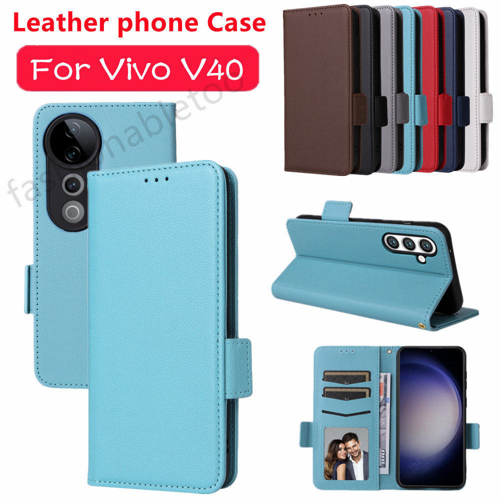 Flip หนังสําหรับ Vivo V40 pro Lite V50 V40pro V40Lite V 40 V 50 VivoV40 pro VivoV40pro VivoV40Lite/50 V2348 วงเล็บแม่เหล็กปลอกกันกระแทกปกหลัง