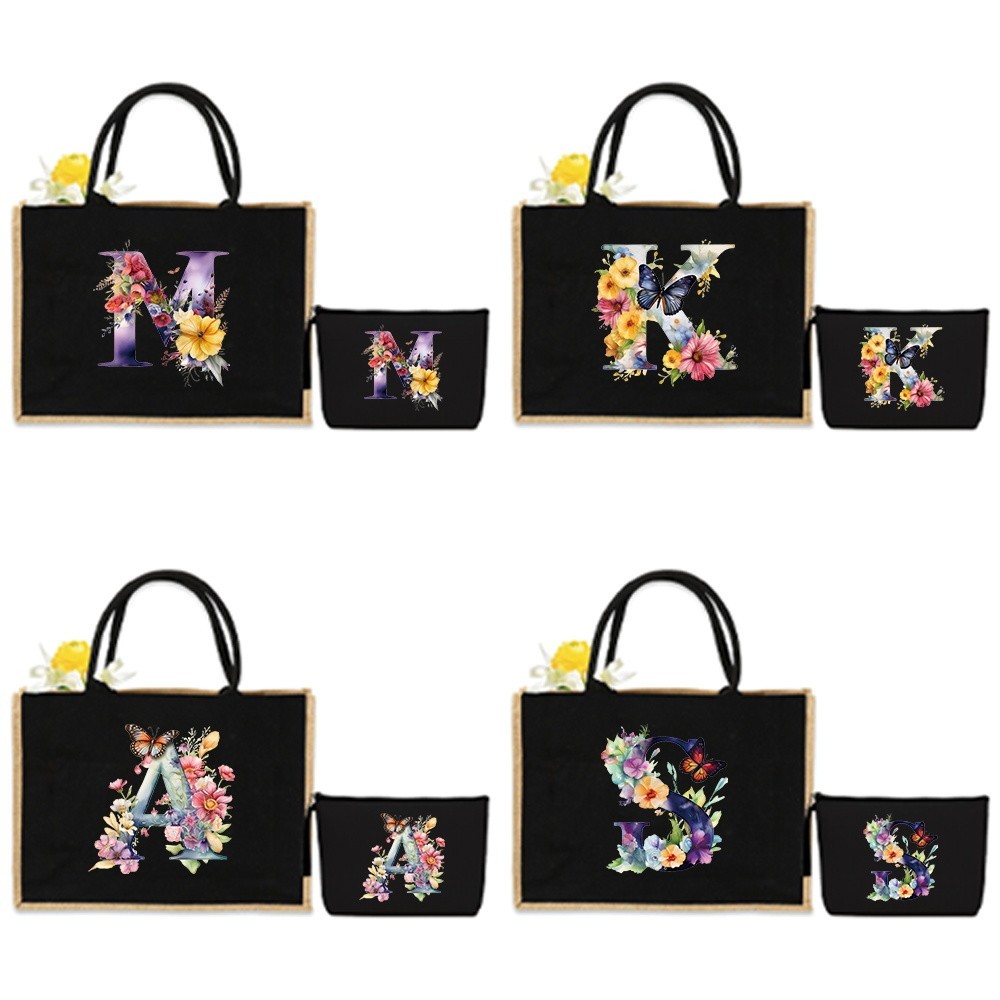 ถุงใช้ได้เสมอ ถุงช้อปปิ้งถุงสำอาง Shopping Bag Set butterfly letter Design