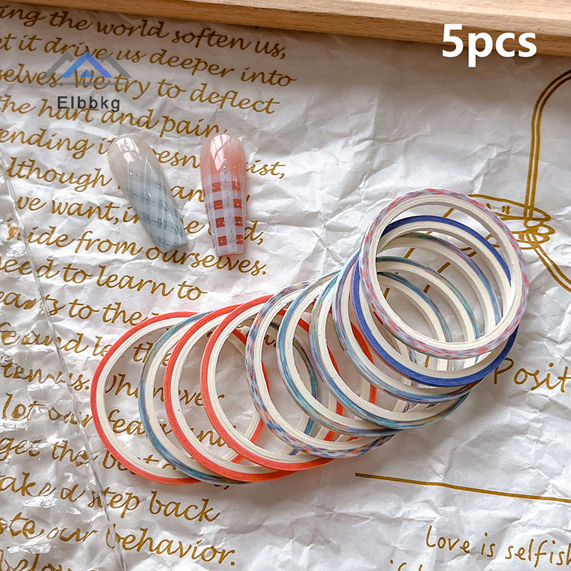 Eibbkg 5 ม้วนเล็บ Striping เทป Checkered เส้น 3d เล็บเครื่องมือสี Rolls เล็บ Decals DIY เล็บเคล็ดลับสติกเกอร์ตกแต่งขาย