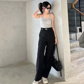 EMMA PANT | กางเกงขายาวเอวสูง หูคู่ เก็บพุงหมาน้อย ทรงกระบอกกลาง ใส่ทำงานได้