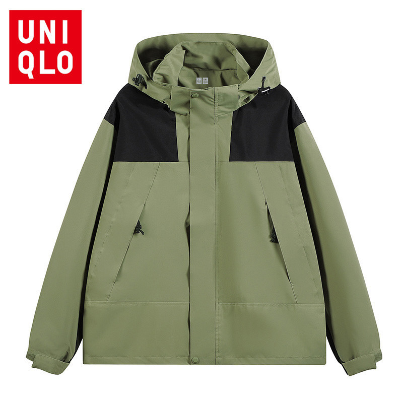UNIQLO เสื้อแจ็คเก็ตกันน้ํา เสื้อแจ็คเก็ตกลางแจ้งสําหรับผู้ชายและผู้หญิง ยูนิโคล่ เสื้อกันหนาวเดินป่ากันน้ํา