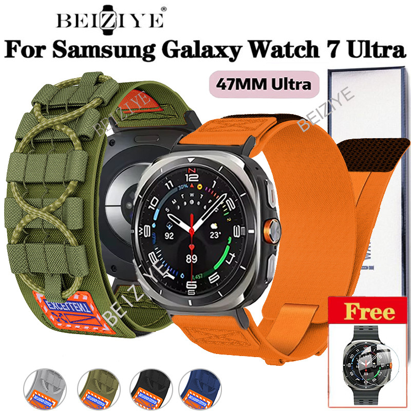 สายไนลอนที่ทนทานสําหรับ Samsung GALAXY นาฬิกา 7 ULTRA 47 มม.กีฬา Solo Loop Velcro สายทอสําหรับ GALAXY ULTRA 47 มม.Mens WatchBand อุปกรณ์เสริม