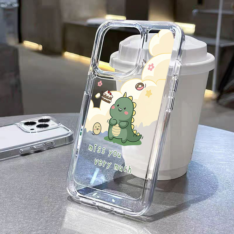 นิ่มกันกระแทก TPU เคสไอโฟน เคสโทรศัพท์ iPhone 11 12 13 14 15 Pro Max XR XS X 7 8P มังกรนม