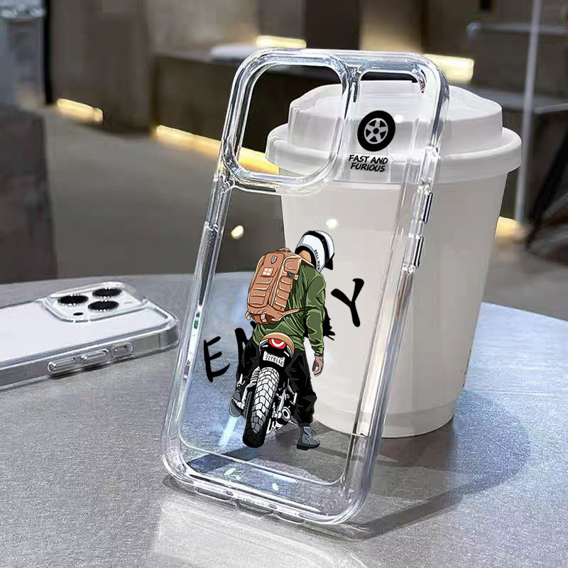 นิ่มกันกระแทก TPU เคสไอโฟน เคสโทรศัพท์ เข้ากันได้กับ iPhone 11 12 13 14 15 Pro Max XR XS X 7 8P รถจักรยานยนต์