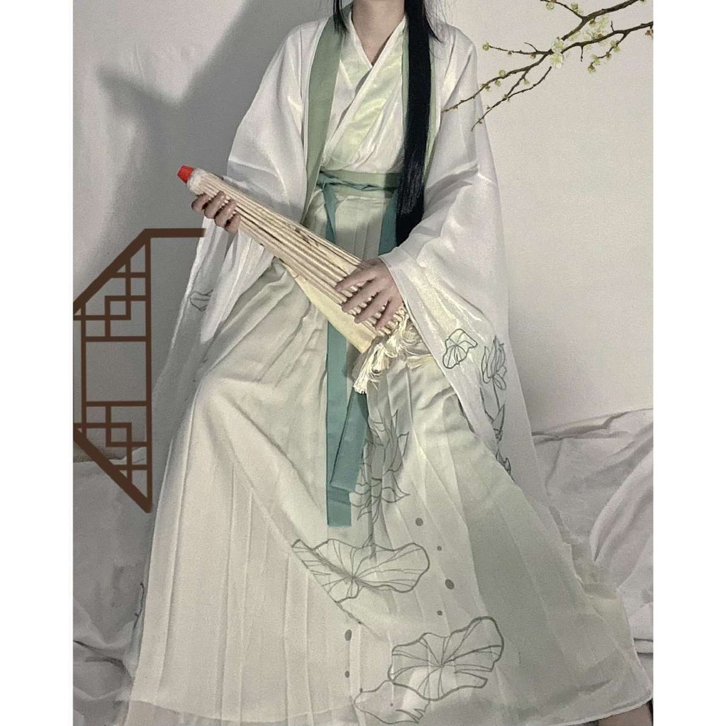 Xiaojun Qingzhi Jin Made Hanfu ผู้ชายผู้หญิงกระโปรงคอปกข้ามทุกวัน Wei Jin