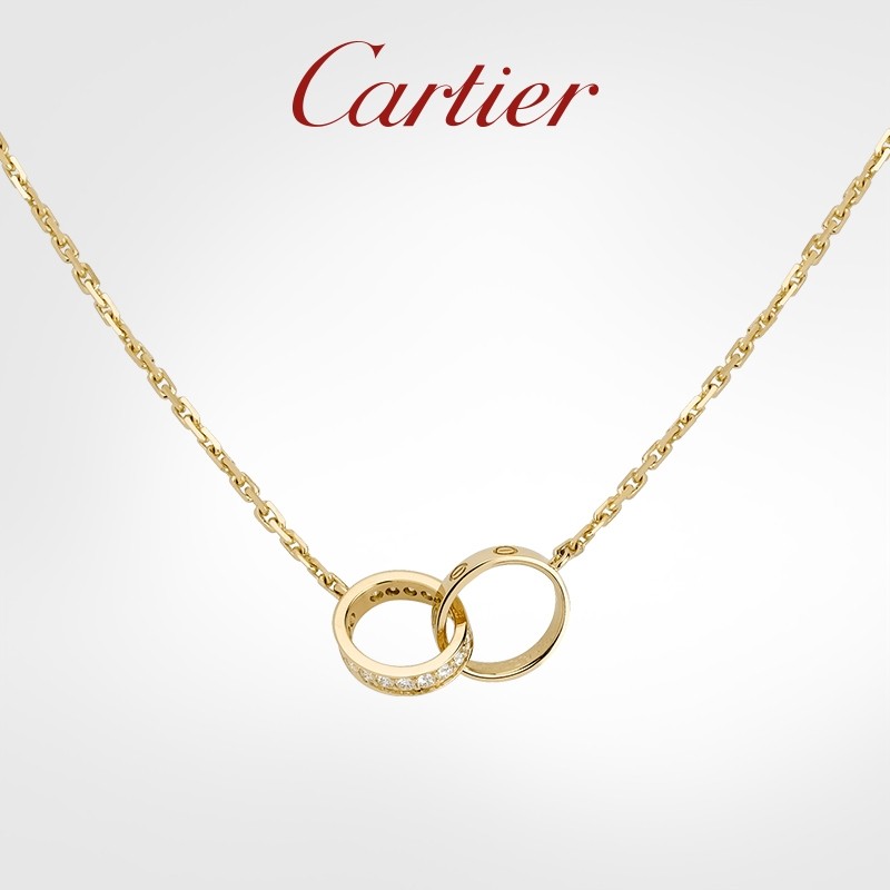 Cartier Cartier Love Series Rose Gold, White Gold และ Diamonds สร้อยคอแหวนคู่