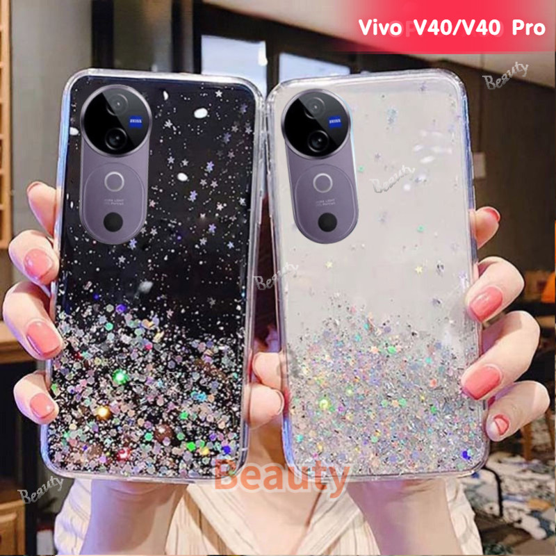 เคสโทรศัพท์สําหรับvivo V40 5G Glitter Star Soft TPUซิลิโคนโปร่งใสปกหลังสําหรับVivo V40 Pro V 40 V40Pro Vivov29 VivoV30 V30Pro VivoV40 2024 กันกระแทกปลอกVivoV40Pro