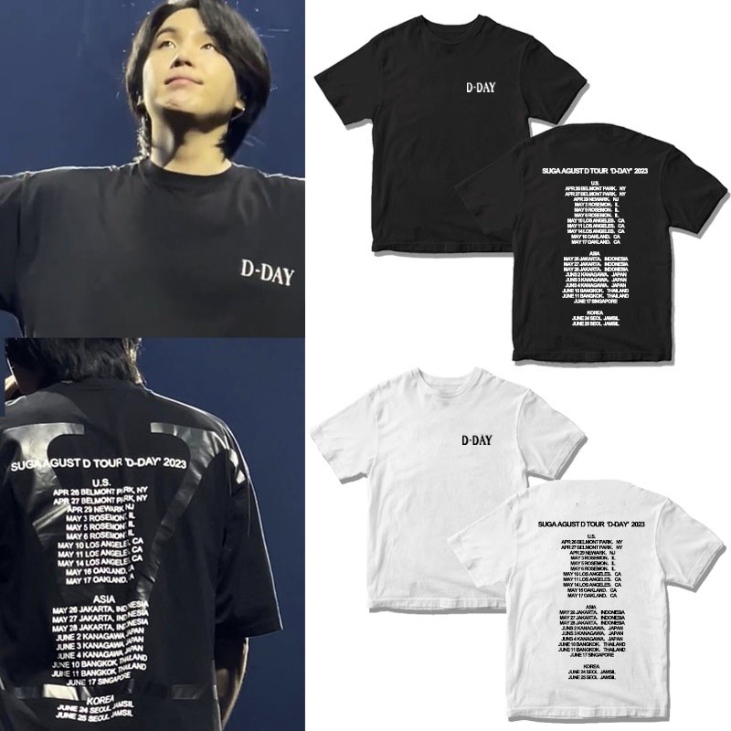 เสื้อยืดแขนสั้นลําลอง คอกลม ผ้าฝ้าย พิมพ์ลาย KPOP Bangtan Boys SUGA AGUST D DAY TOUR MERCH สําหรับผู