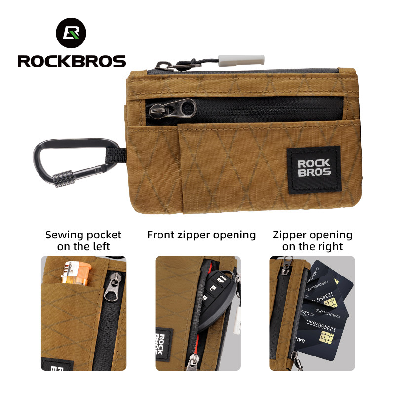 Rockbros กระเป๋าการ์ดแบบพกพาอเนกประสงค์ขนาดกะทัดรัดน้ําหนักเบา Partition Storage Card Holder Bank ID Card Case หลายสี