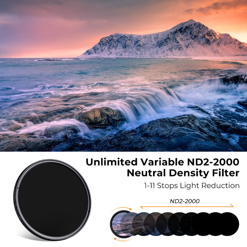 ฟิลเตอร์ K&F Filter ND2-ND2000 รุ่นใหม่ปรับได้ 11 stop บางพิเศษ C series (ประกัน 2 ปี)