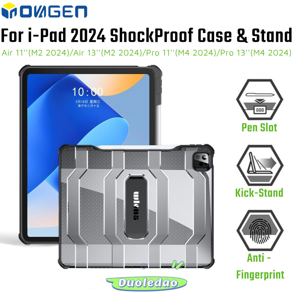 Inovagen เคสแท็บเล็ตพร้อมช่องเสียบปากกาสําหรับ Pad Air 6 M2,Pro 11 Pro 13 M4 2024,i-Pad 10,ฝาครอบแผ่นที่ทนทานพร้อมขาตั้ง,กันกระแทกป้องกันเต็มรูปแบบ