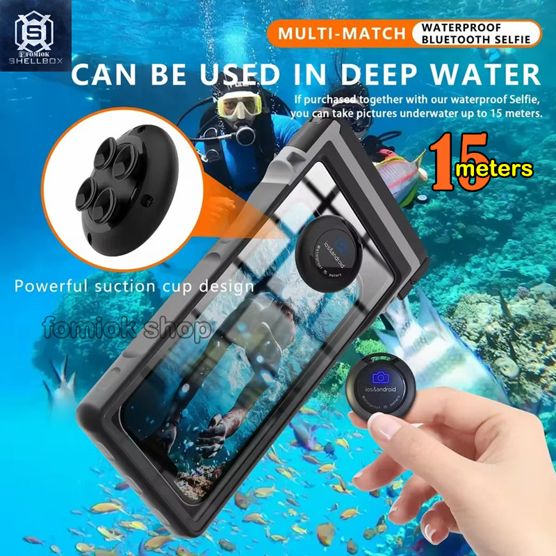 [Shellbox] 2024 New Universal 7 inch 15M Bluetooth Diving Waterproof Housing Photo Video Taking Underwater Cover Case for iPhone Samsung Other All Smartphone