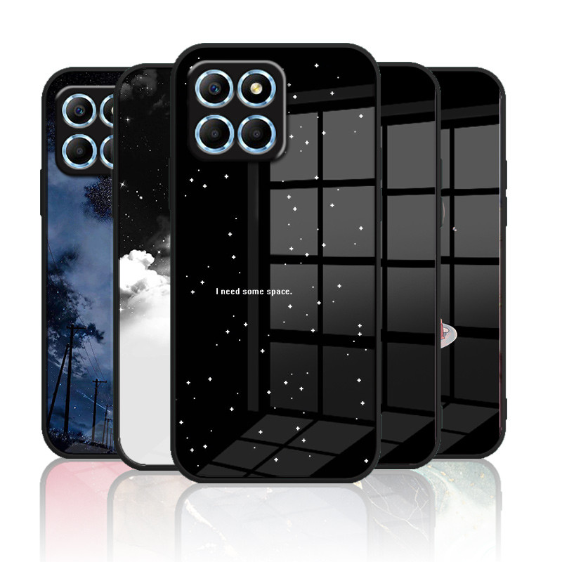 เคสกระจก Huawei honor X6 / honor x6a / honor x6s เคสกระจกนิรภัย Hard ฝาหลังขอบซิลิคอนนุ่ม