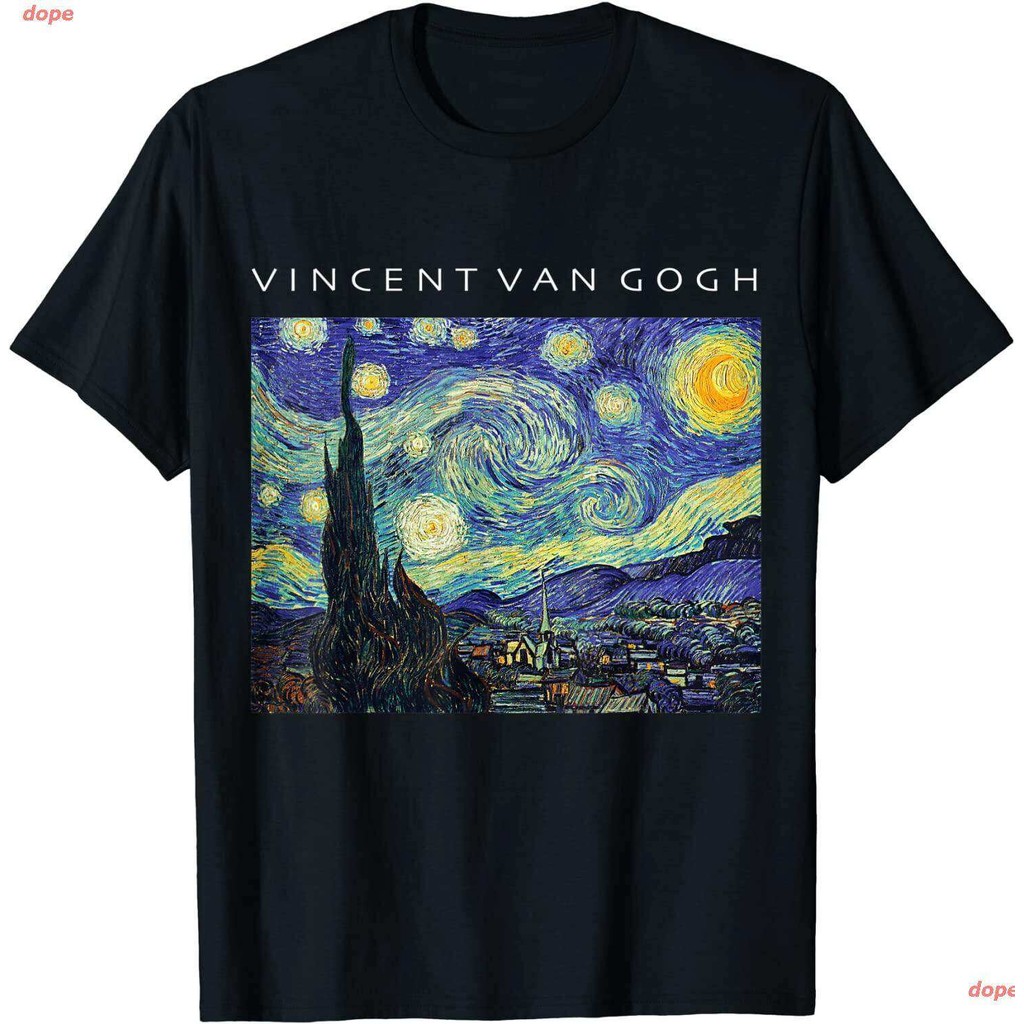 [พร้อมส่ง] dope ฟินเซนต์ ฟัน โคค ศิลปะ จิตรกรรม เสื้อยืดพิมลาย Vincent Van Gogh Starry Night T-Shirt Painting Art