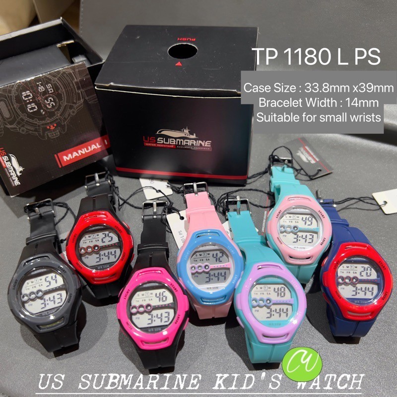 [KIDS/ YOUTH SPORTY WATCH] 🌈US SUBMARINE COLOURFUL DIGITAL KIDS DESIGN TP 1180 L PS