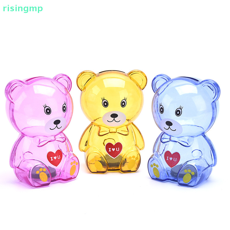 [risingmp] กล่องเงินการ์ตูนหมี กระปุกออมสินนักเรียนสําหรับเด็ก สไตล์โปร่งใส ประหยัดเงิน
