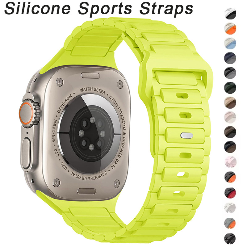 ใหม่สายรัดซิลิโคน Band Soft สร้อยข้อมืออุปกรณ์เสริมสําหรับ Apple Watch ultra2 IWatch series 9 8 7 6 SE 5 4 3 49/45/44/42/41/40/38 มม.