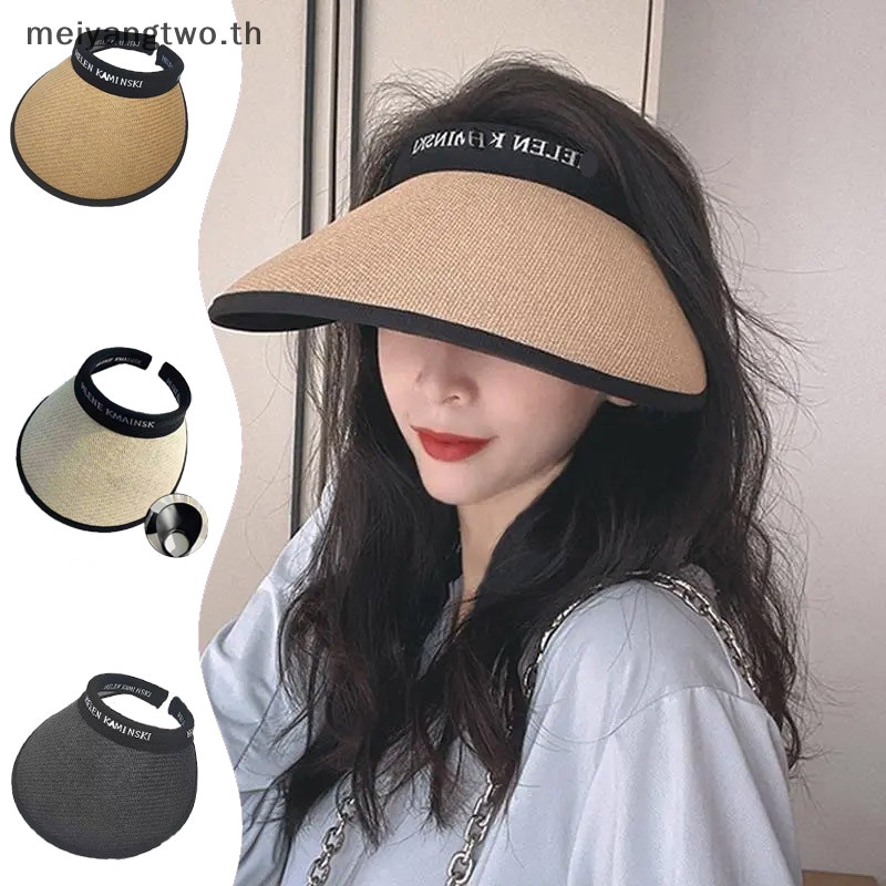 Meiyangtwo.th ฤดูร้อนใหม่ที่ว่างเปล่า Top Sun หมวก Anti UV หญิงกลางแจ้ง Visor หมวก Casual Shade หมวกฟางกว้างขนาดใหญ่ Brim Beach Travel Sunhat Lady ใหม่