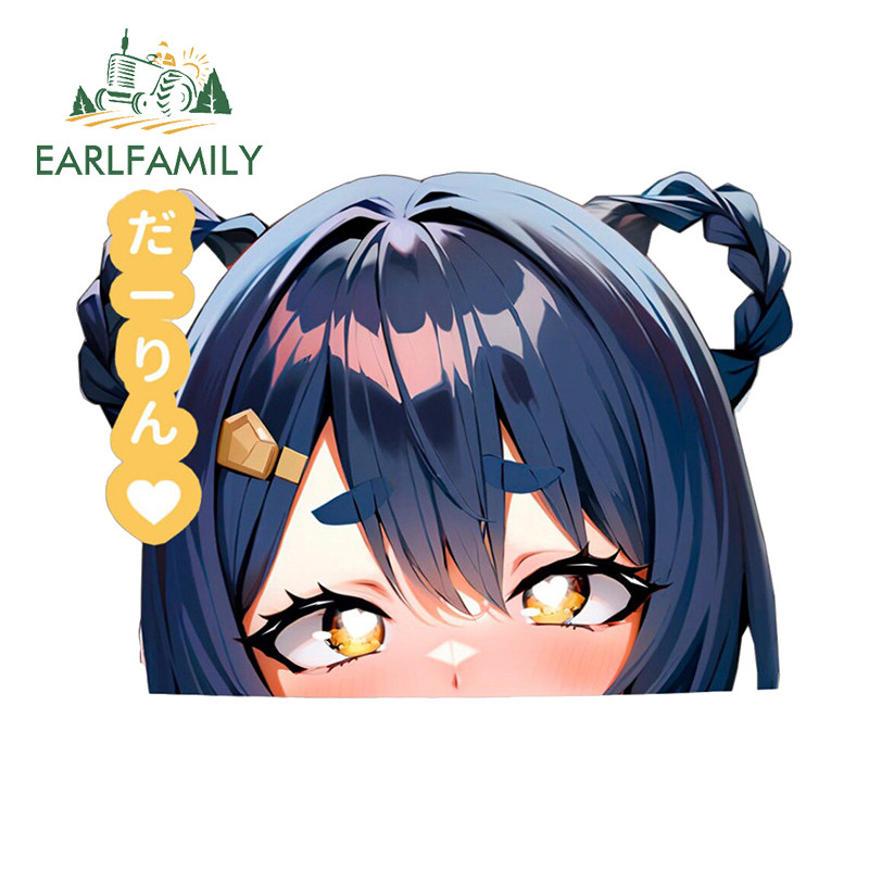EARLFAMILY 13 ซม.x 9.6 ซม.Xian Ling Peeker สติกเกอร์รถ Ahegao Genshin Impact Decal Windows กระจกตกแต