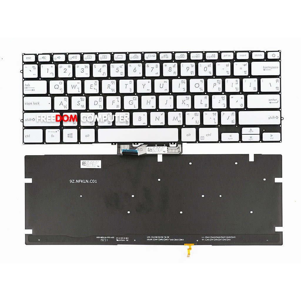 คีย์บอร์ด ASUS VIVOBOOK S14 S431F 431F s431fa s431fl UX431 UX431FL UM431 UM431D UM431DA TH EN สีเทา 