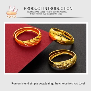 คลาสสิกทองเหลืองเครื่องประดับแหวนผู้ชายผู้หญิง 24K Gold Plated สี Retention เปิดแหวนXINYIA.TH