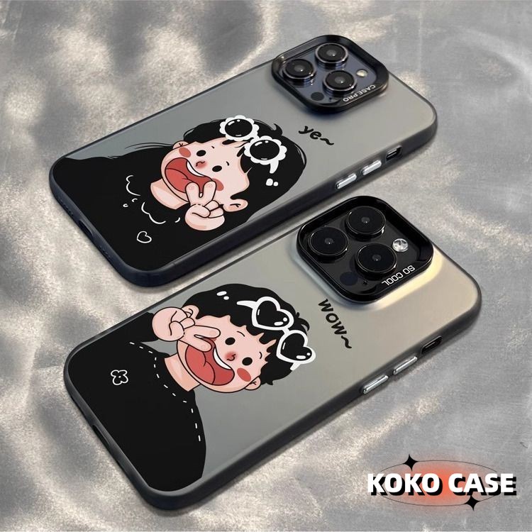 GOOD ใช้ได้กับ IPHONE 11 12 13 14 15 Pro MAX 7 14 15 Plus XR XSMAX SE2020 การ์ตูนคู่ถ่ายภาพกรณีโทรศัพท์พรีเมี่ยม