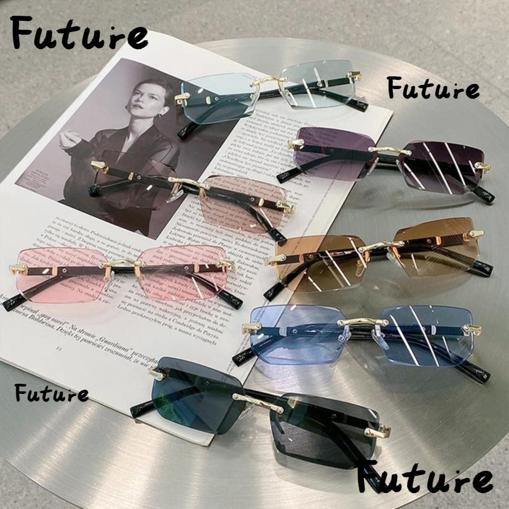 Future แว่นตากันแดด ทรงสี่เหลี่ยมผืนผ้า ไร้กรอบ ป้องกัน UV400 Y2K สไตล์วินเทจ สําหรับผู้หญิง และผู้ชาย