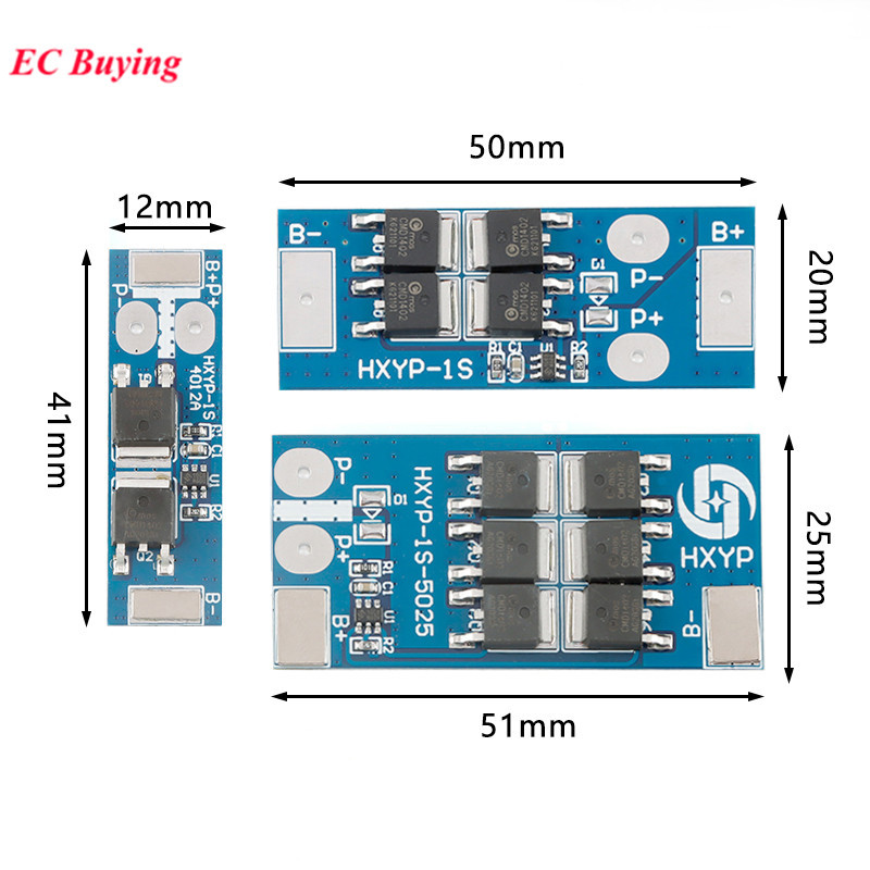 BMS 1S 3.7V 4.2V 18650 แบตเตอรี่ลิเธียมป้องกัน 12A 20A 25A Lion PCB ชาร์จแรงดันไฟฟ้า/ลัดวงจร/เครื่อง