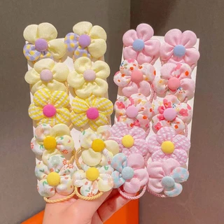 10ชิ้น/ล็อตเจ้าหญิงสาวตาข่ายดอกไม้ยืดหยุ่นผมแหวนผูกผมหัวเชือกผ้าโพกศีรษะยางรัด