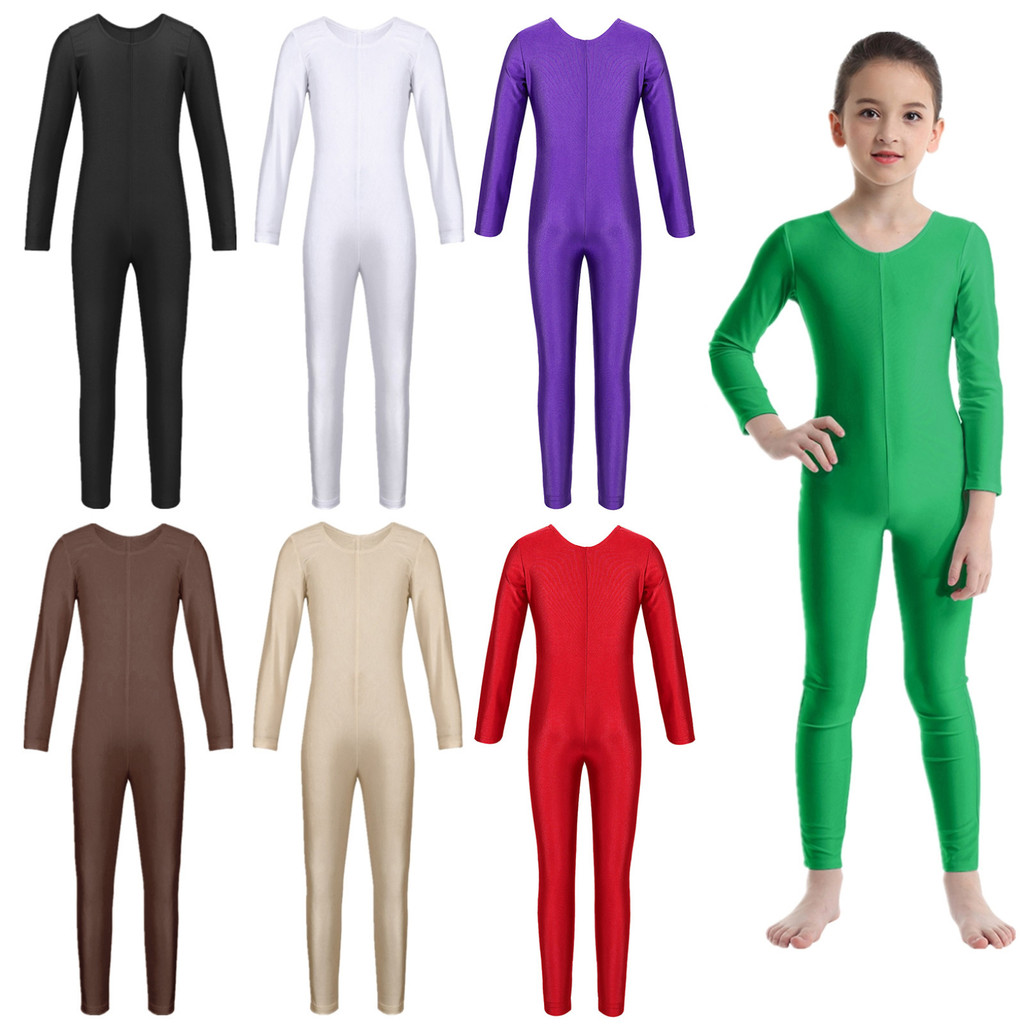 เด็กสาวแขนยาวบัลเล่ต์เต้นรํายิมนาสติก Leotard Jumpsuit Unitard เด็กสเก็ตออกกําลังกายโยคะเต้นรํา Class การฝึกอบรม Dancewear