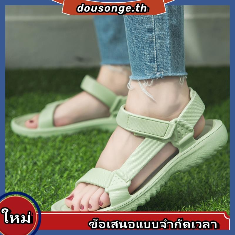 รองเท้าแตะลําลอง พื้นแบน ระบายอากาศได้ดี ป้องกันการลื่น แฟชั่นฤดูร้อน สําหรับสตรี ไซซ์ 36-41