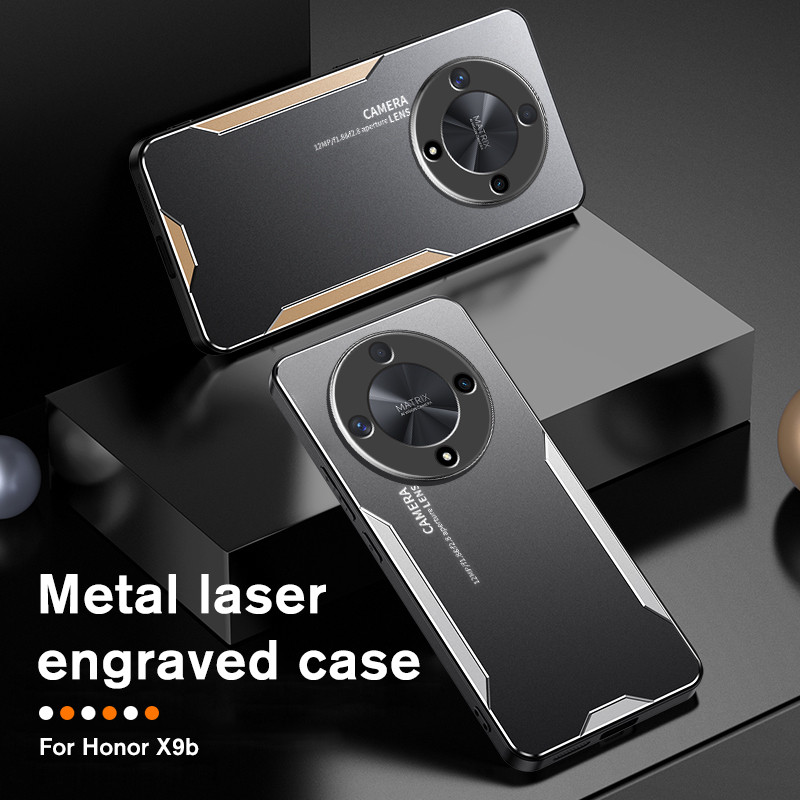 ปลอกสําหรับ Honor X9b X8b X7b 4G 5G เคสโทรศัพท์โลหะแกะสลักเลเซอร์เต็มเลนส์กล้องป้องกันปกหลัง