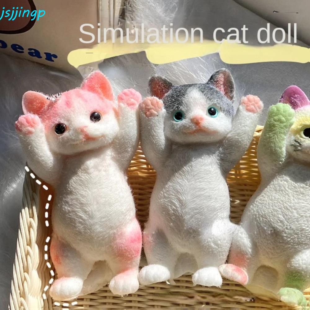 Jsjjingpของเล่นบีบรูปแมว,สัตว์ที่มีสีสันแมวใหญ่ตุ๊กตาบีบของเล่น,ตลกมินินุ่มการ์ตูนตุ๊กตาประดิษฐ์บีบของเล่นมินิเครื่องประดับ