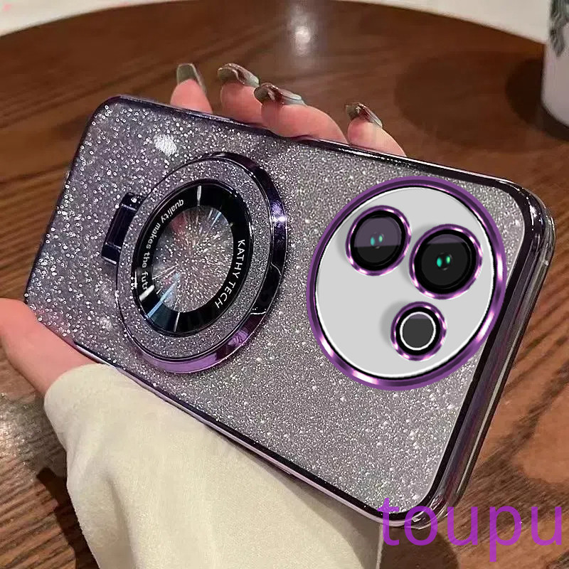 หรูหรา Electroplated Glitter เคสโทรศัพท์ Vivo V30E 5G V29 5G V29E V27 V27E V25 V25E V23 5G V23 tective Shell ใสกันกระแทกพร้อมวงเล็บ