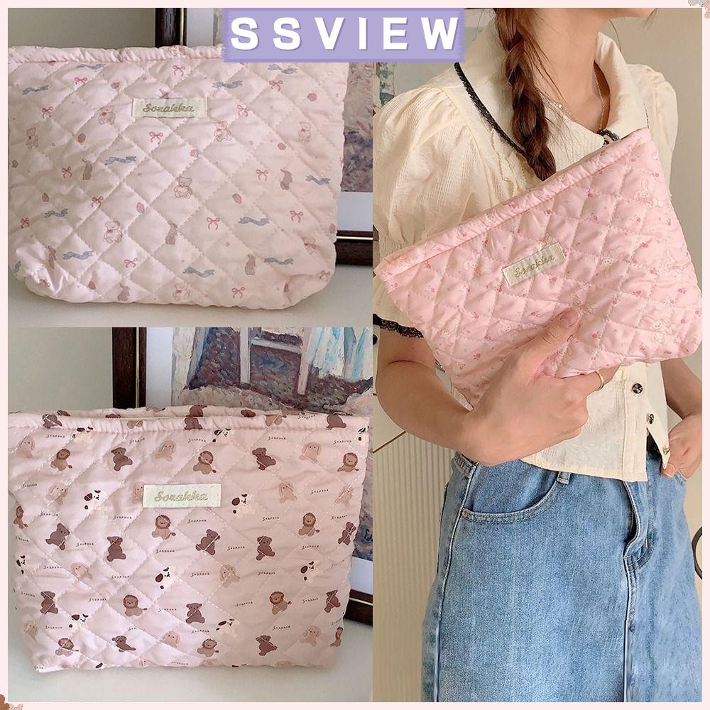 Stillsaview Travel Organizer, Rabbits Love Heart กระเป๋าเครื่องสําอางนุ่ม, Double Layer แต่งหน้า Quilting ซิปปิด Breathable Storage กระเป๋าผู้หญิงสาว