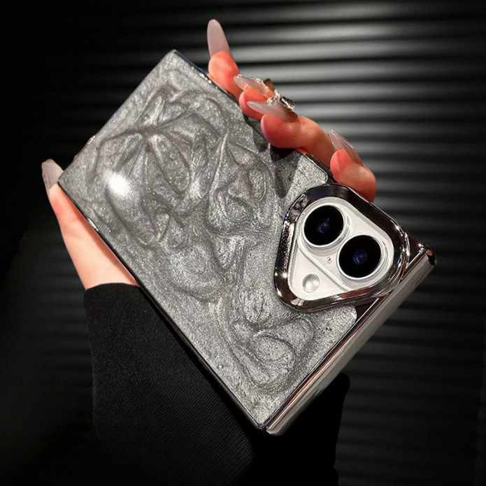 【Epoxy square soft case/Gray】เคส compatible for iphone 11 12 13 14 15 16 pro max case