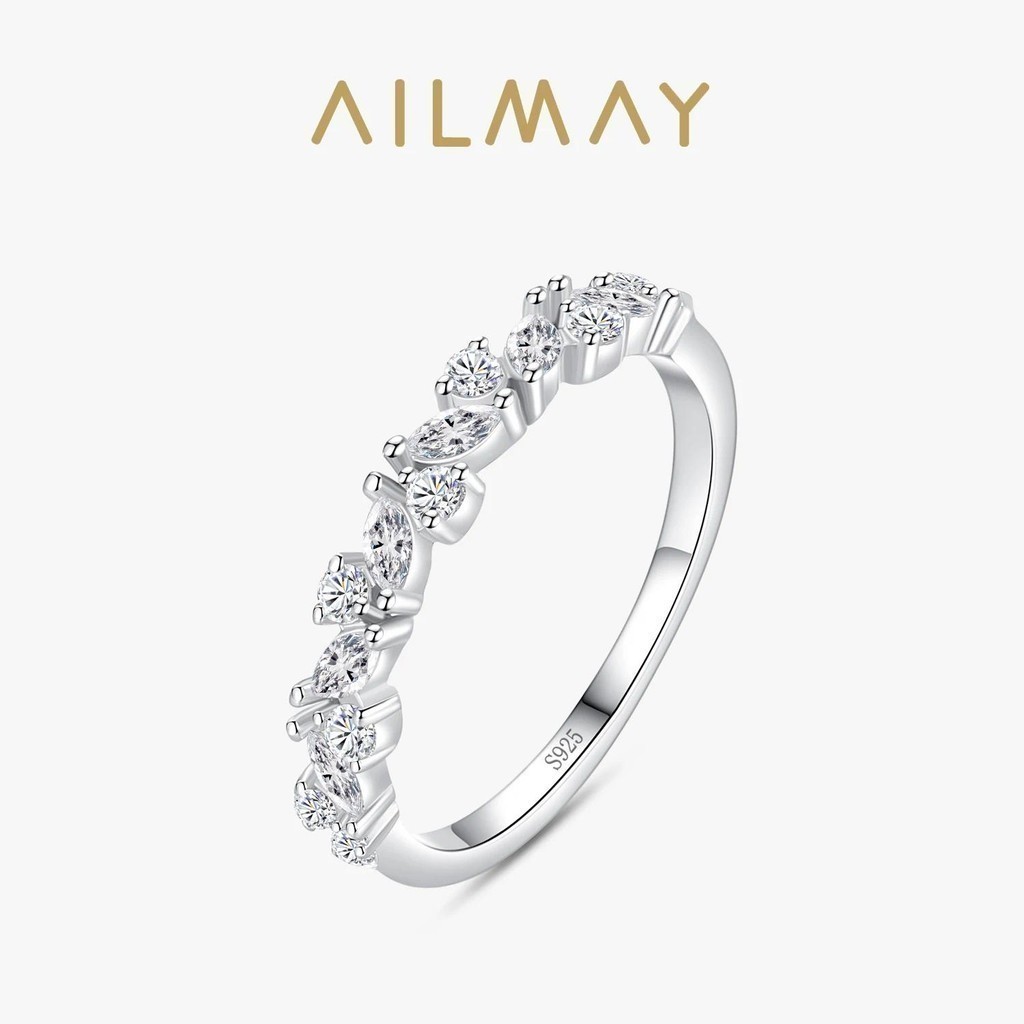 Ailmay 925 เงินสเตอร์ลิงเงา Zirconia แหวนนิ้วมือสําหรับผู้หญิงอุปกรณ์เสริมเครื่องประดับ