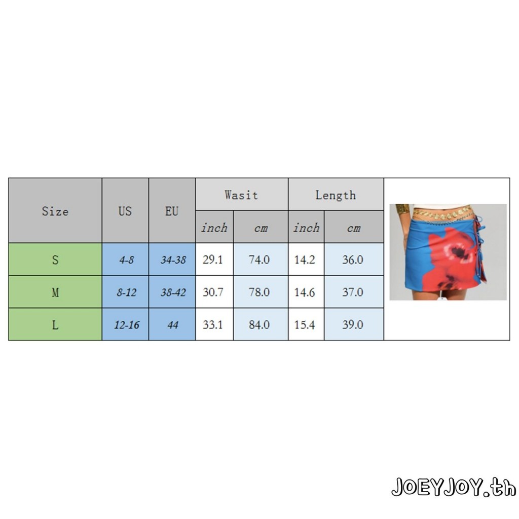 Joeyjoy-กระโปรงสั้นทรงเข้ารูปผูกย้อมผู้หญิง เอวต่ำ ผ่าข้าง กระโปรงเข้ารูป - รูปที่ 2
