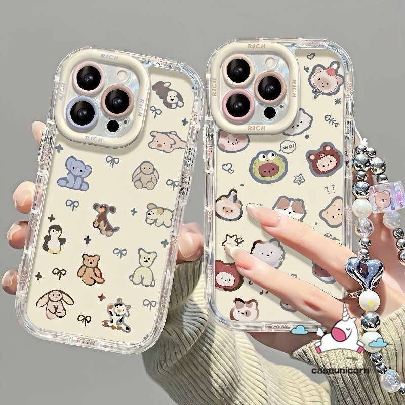 สําหรับoppo A38 A60 A57 A12 A18 A7 A15 A35 A5s A15s A17 A58 A16 A54 A16s A79 A77 A53 A3s A77s A17K A33 การ์ตูนหมีDoodleกรณีลูกสุนัขน่ารัก