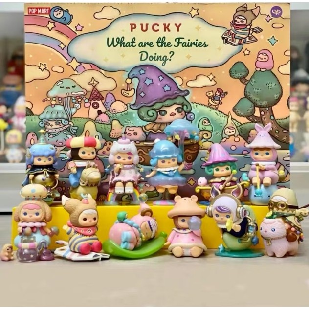 P POPMART POPMART ของแท้ PUCKY PUCKY What Are The Elves Are Doing Series Mystery ทั้งกล่องรูปอินเทรนด์เล่น
